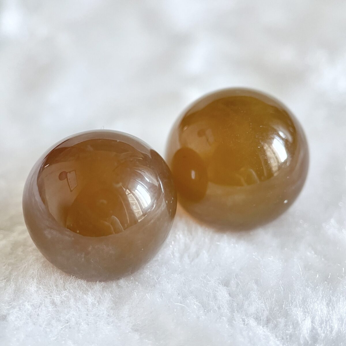 20mm 水晶球一粒 - 啡黃色瑪瑙