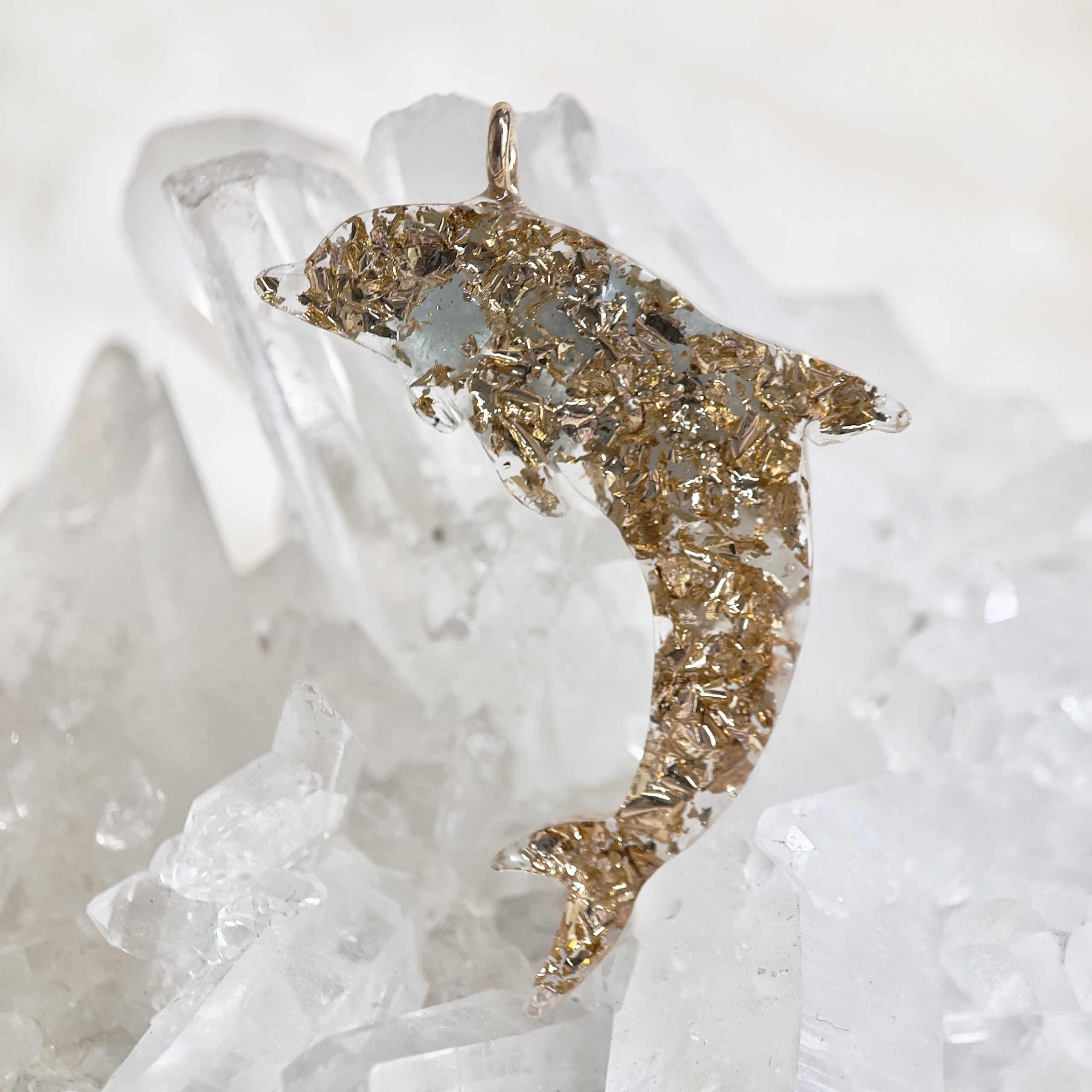 海藍寶 生命種子圖騰 海豚高頻奧根能量吊墜/鎖匙扣 Orgonite - Image 3