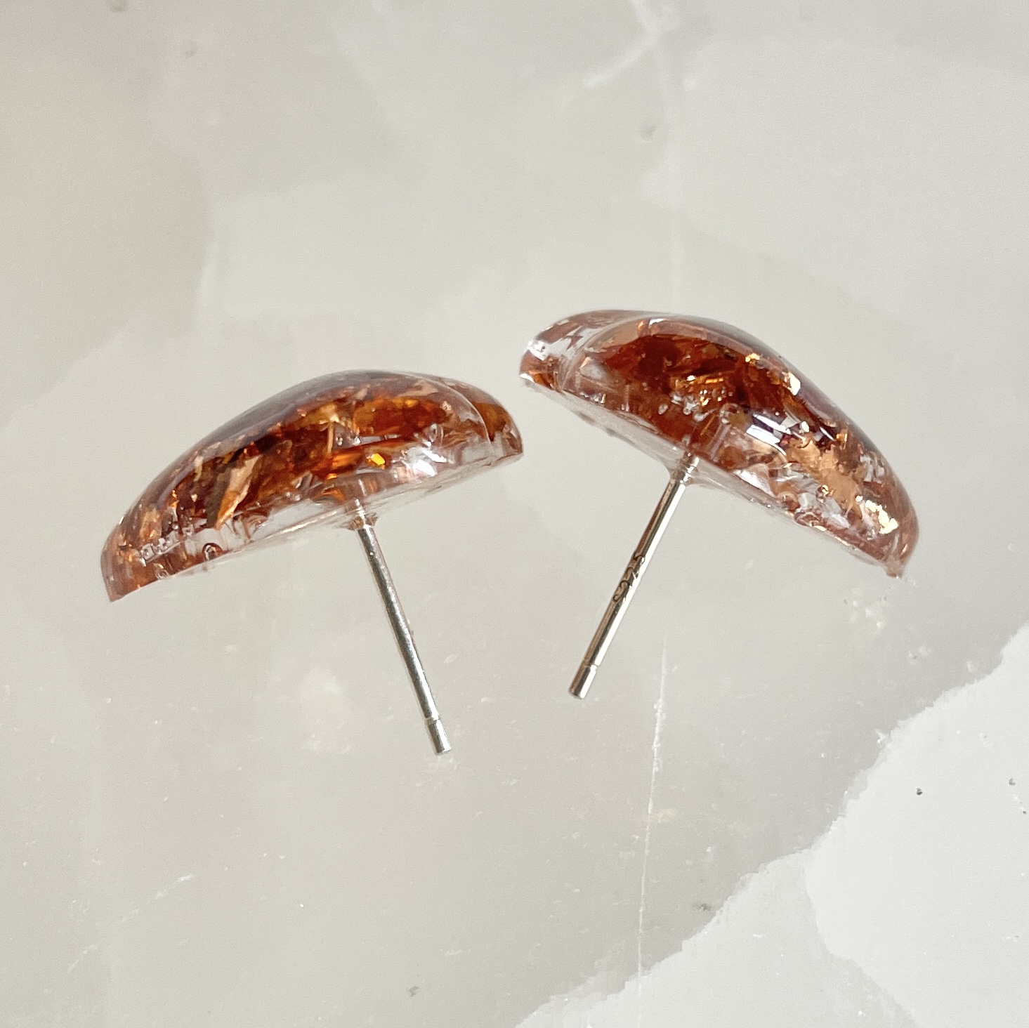 紫水晶心形高頻奧根能量玫瑰金耳環 Orgonite - Image 6