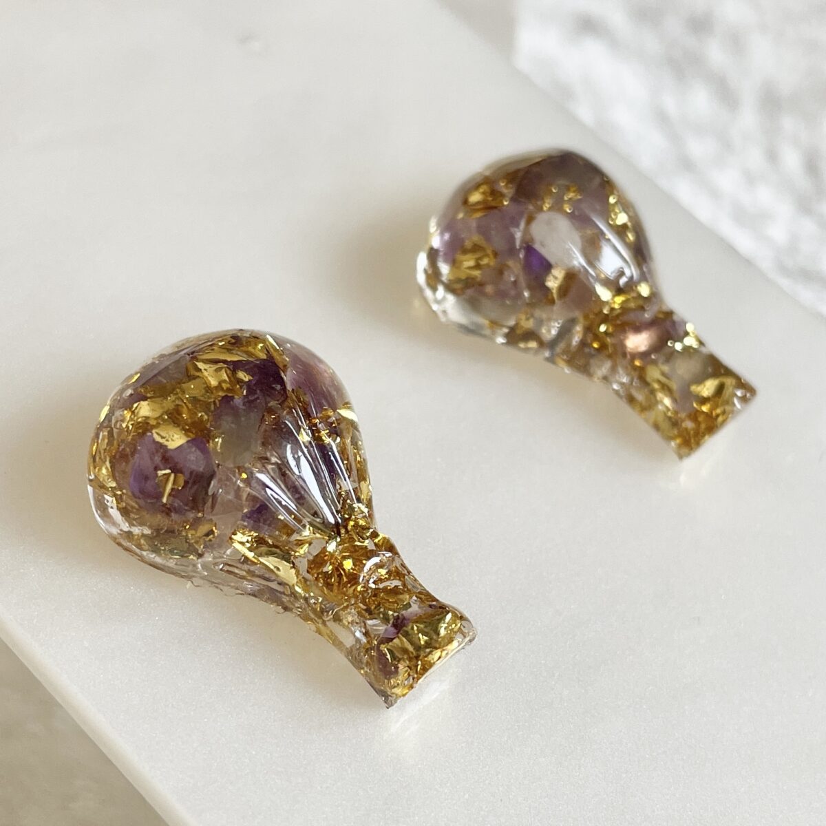 紫水晶熱氣球高頻奧根能量耳環 Orgonite