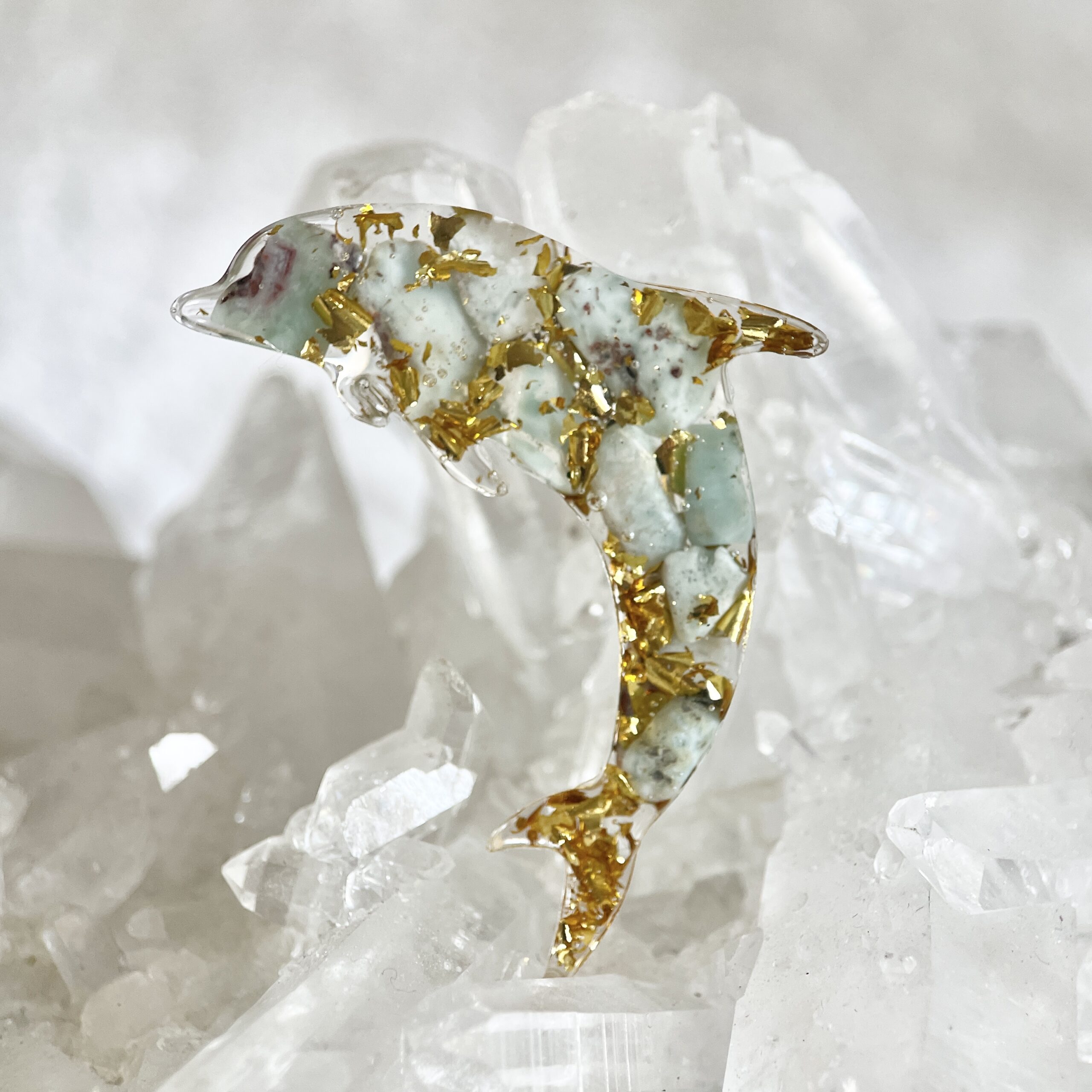 海紋石 生命種子圖騰 海豚高頻奧根能量吊墜/鎖匙扣 Orgonite - Image 5