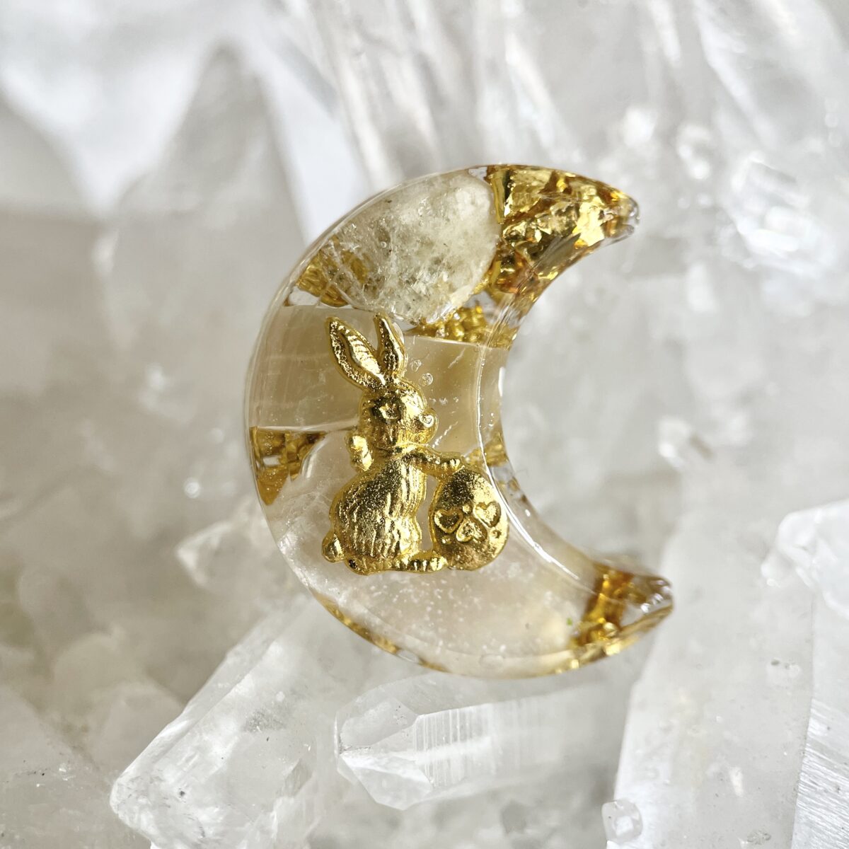 月亮石復活蛋兔子高頻奧根能量吊墜/鎖匙扣 Orgonite