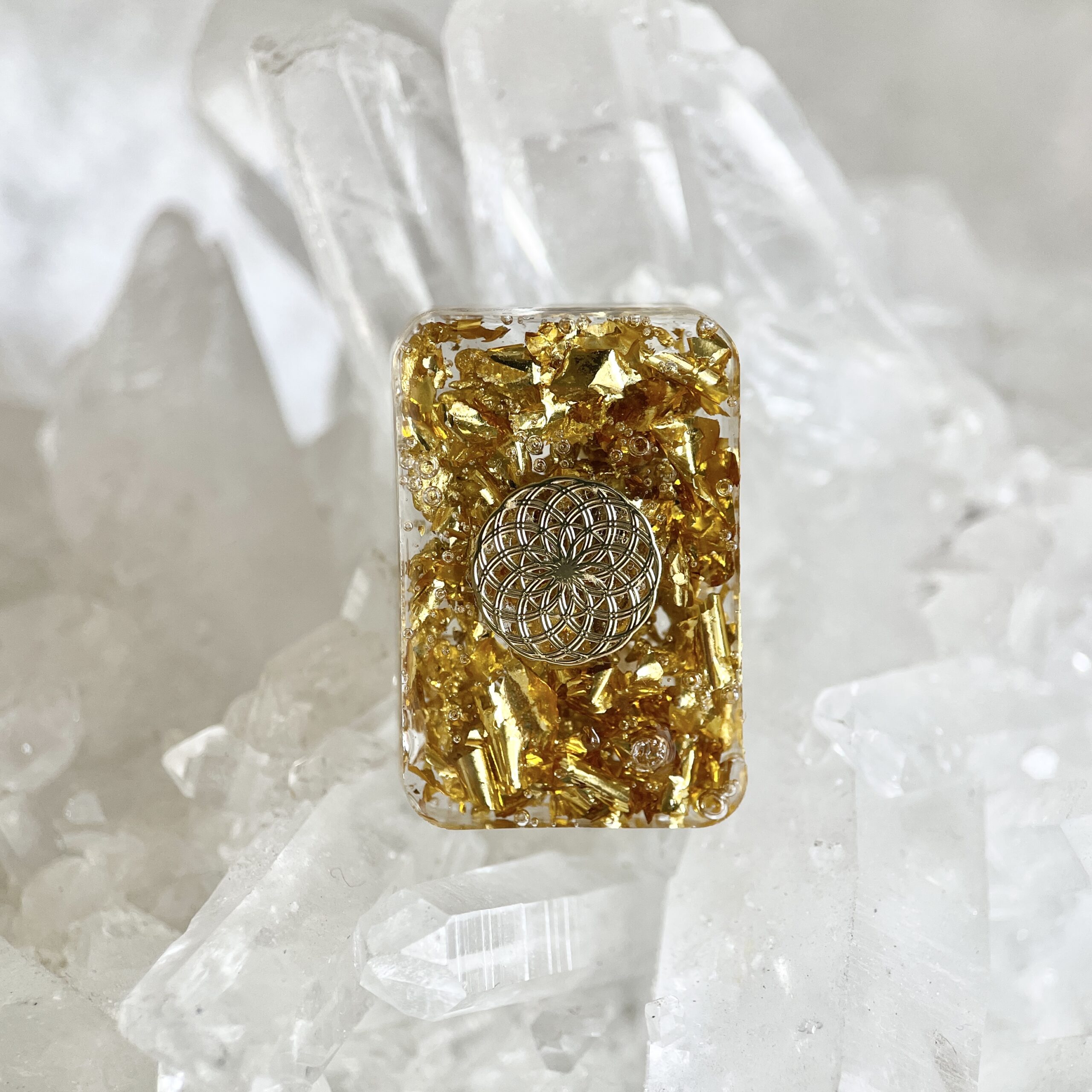 盧恩石系列 - Fehu 財運高頻奧根能量吊墜/鎖匙扣 Orgonite - Image 2