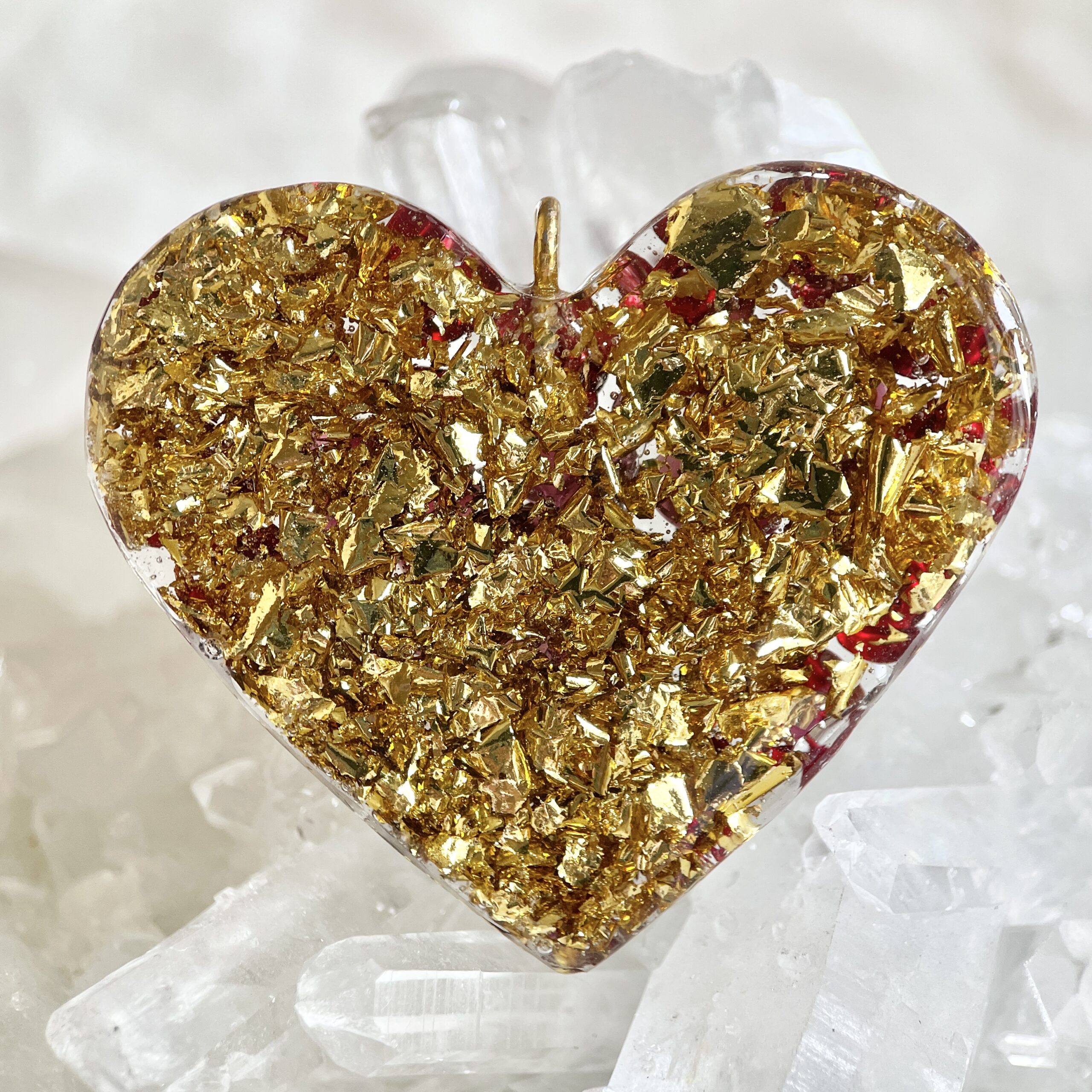 石榴石 生命種子圖騰 玫瑰花心形高頻奧根能量吊墜/鎖匙扣 Orgonite - Image 5